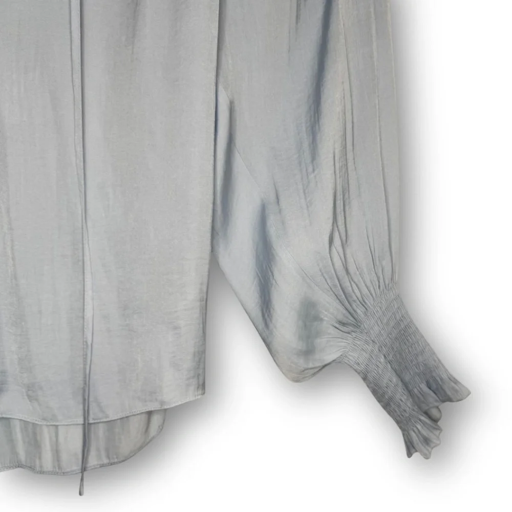 Rebecca Taylor Sateen Tie Top Sky Blue - Picture 9 of 9